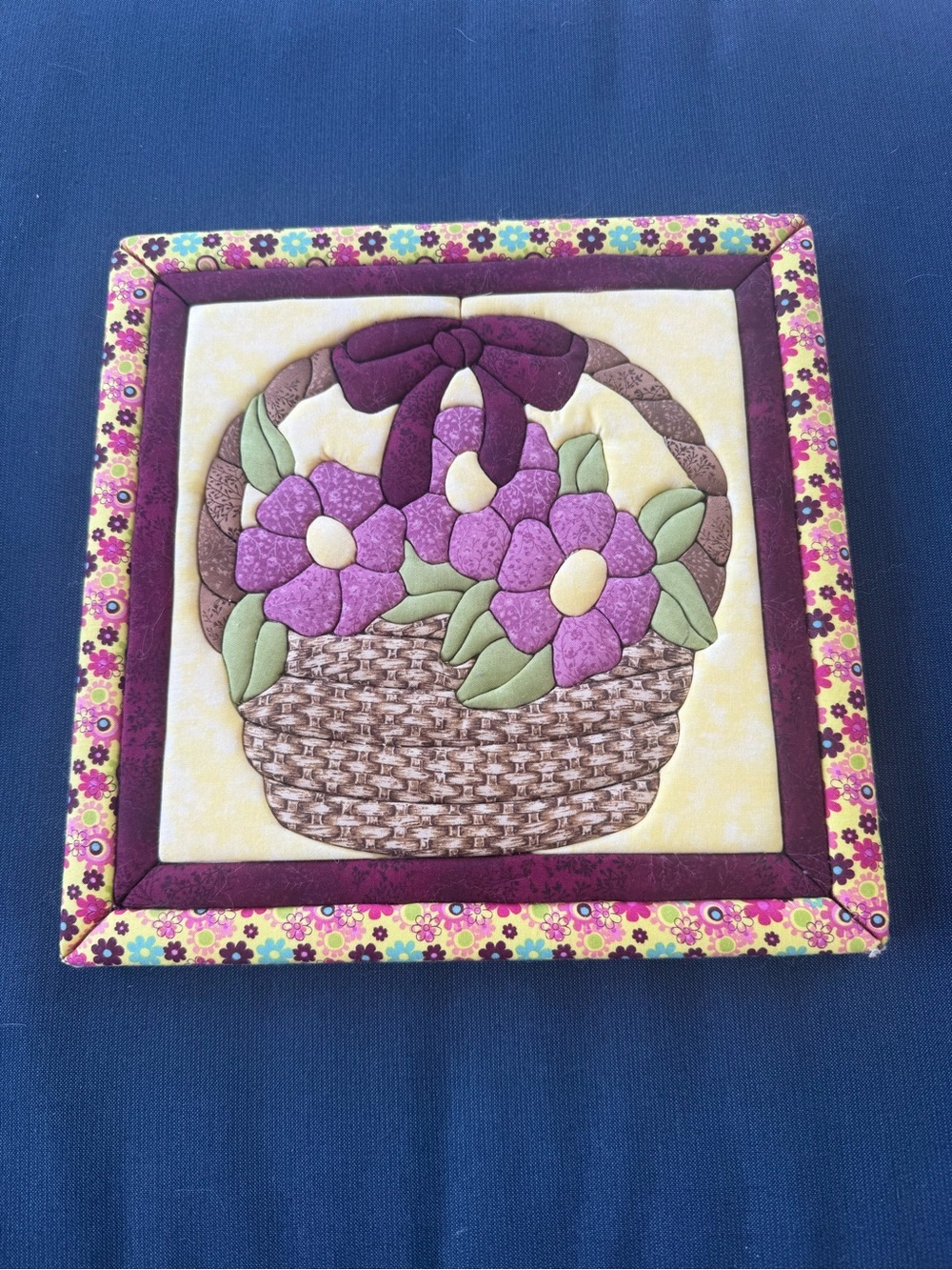QuiltMagic PurpleFlowers in Basket Homemade